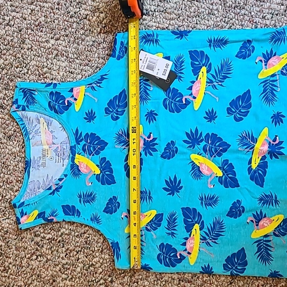 HOLLYWOOD BRAND BLUE WOMENS TANK TOP WITH FLAMINGOS SIZE MEDIUM - Picture 7 of 13